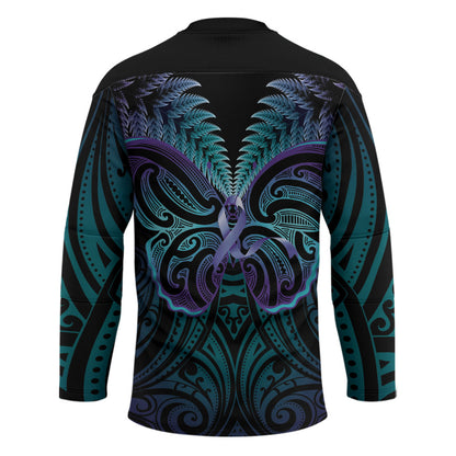Suicide Prevention New Zealand Hockey Jersey Aotearoa Maori Butterfly Mix Silver Fern