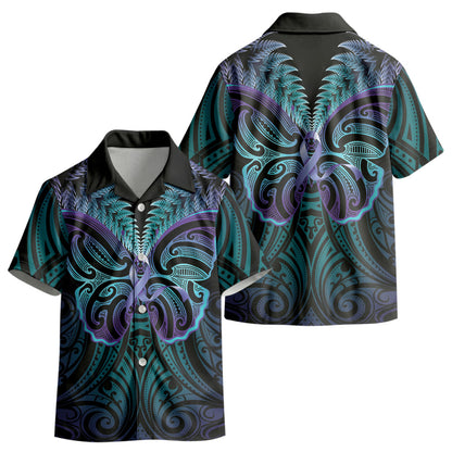 Suicide Prevention New Zealand Kid Hawaiian Shirt Aotearoa Maori Butterfly Mix Silver Fern