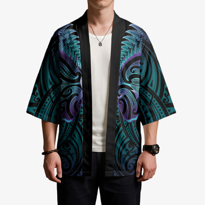 Suicide Prevention New Zealand Kimono Aotearoa Maori Butterfly Mix Silver Fern
