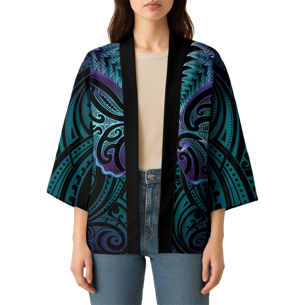 Suicide Prevention New Zealand Kimono Aotearoa Maori Butterfly Mix Silver Fern