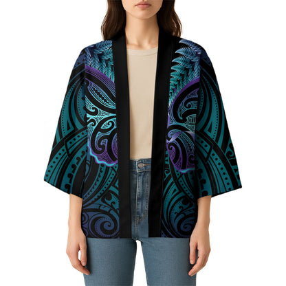 Suicide Prevention New Zealand Kimono Aotearoa Maori Butterfly Mix Silver Fern