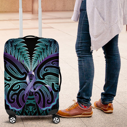 Suicide Prevention New Zealand Luggage Cover Aotearoa Maori Butterfly Mix Silver Fern