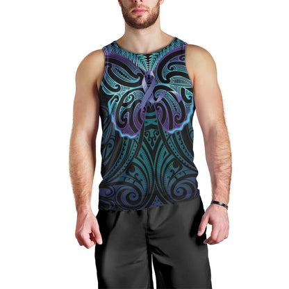 Suicide Prevention New Zealand Men Tank Top Aotearoa Maori Butterfly Mix Silver Fern