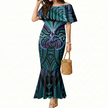 Suicide Prevention New Zealand Mermaid Dress Aotearoa Maori Butterfly Mix Silver Fern