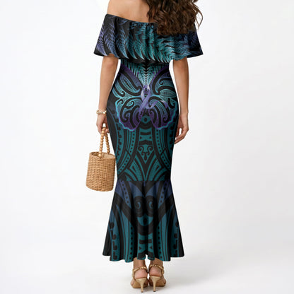 Suicide Prevention New Zealand Mermaid Dress Aotearoa Maori Butterfly Mix Silver Fern