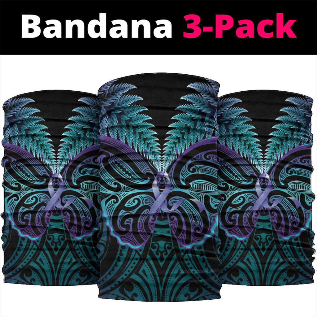 Suicide Prevention New Zealand Neck Gaiter Aotearoa Maori Butterfly Mix Silver Fern