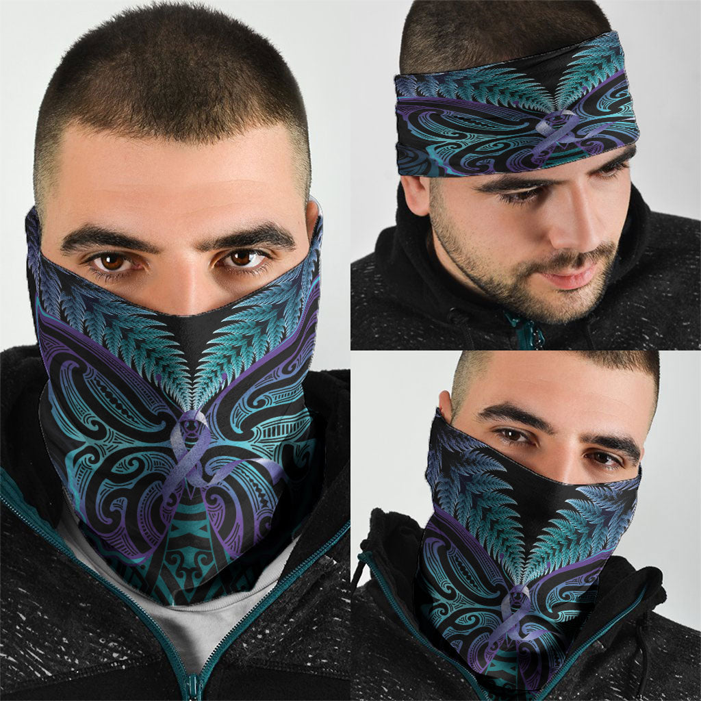 Suicide Prevention New Zealand Neck Gaiter Aotearoa Maori Butterfly Mix Silver Fern