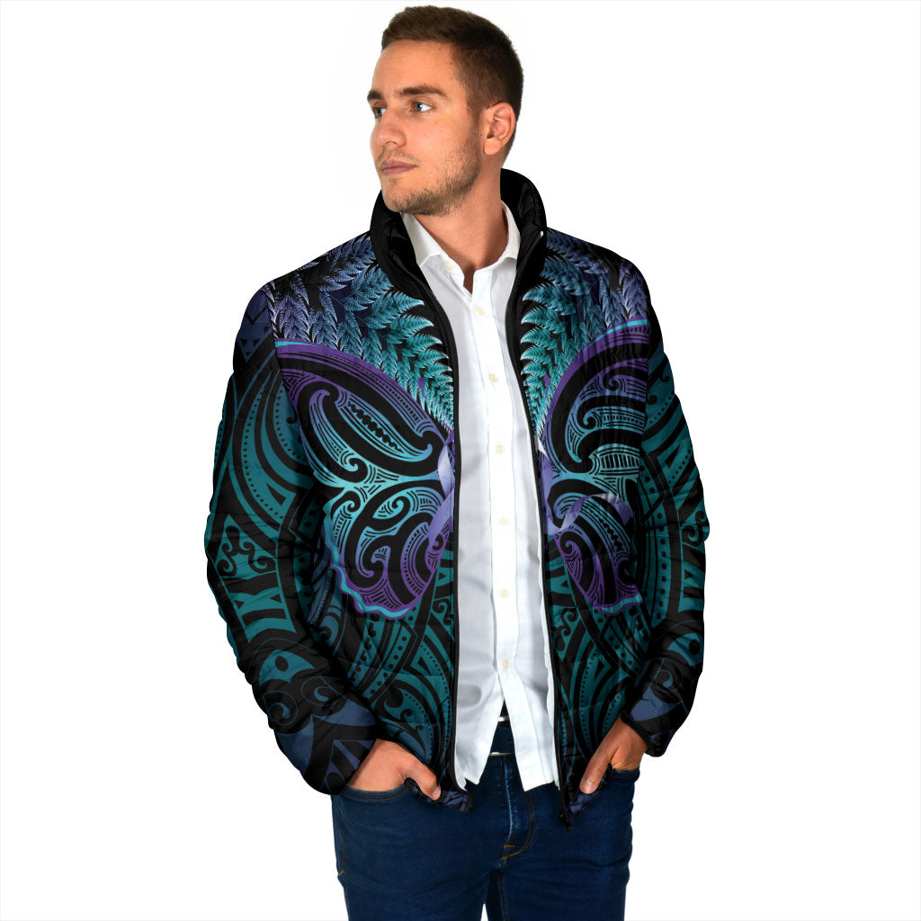 Suicide Prevention New Zealand Padded Jacket Aotearoa Maori Butterfly Mix Silver Fern