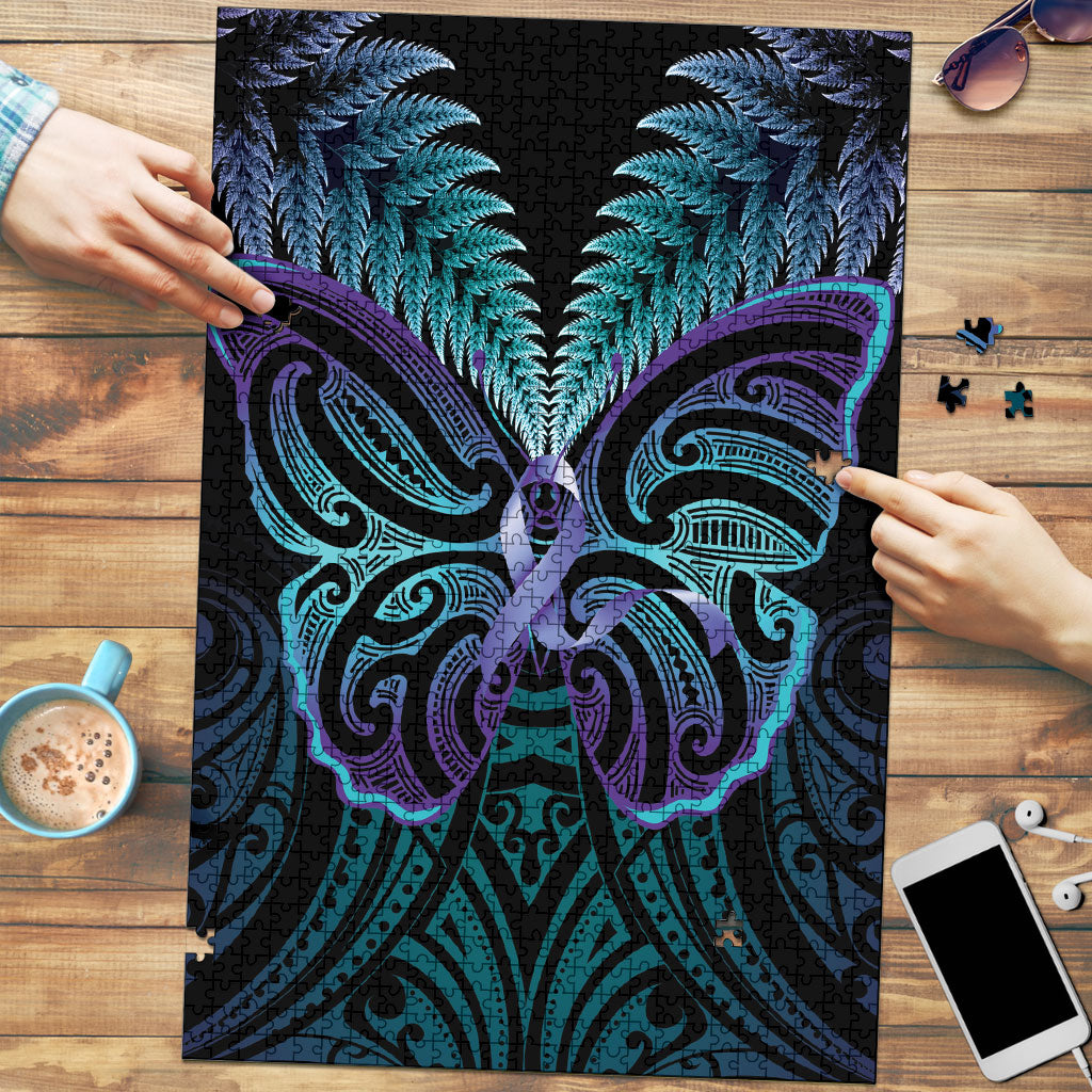 Suicide Prevention New Zealand Puzzle Aotearoa Maori Butterfly Mix Silver Fern