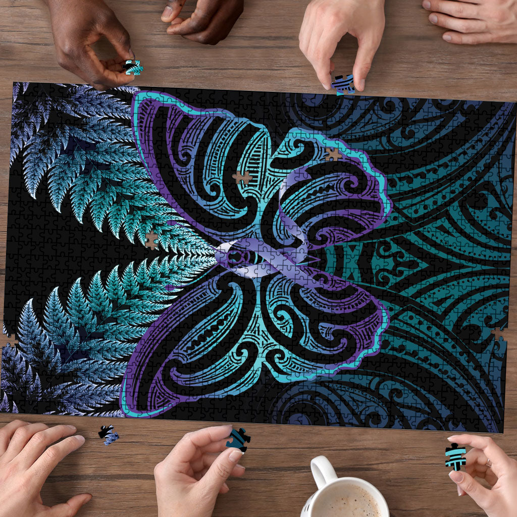 Suicide Prevention New Zealand Puzzle Aotearoa Maori Butterfly Mix Silver Fern
