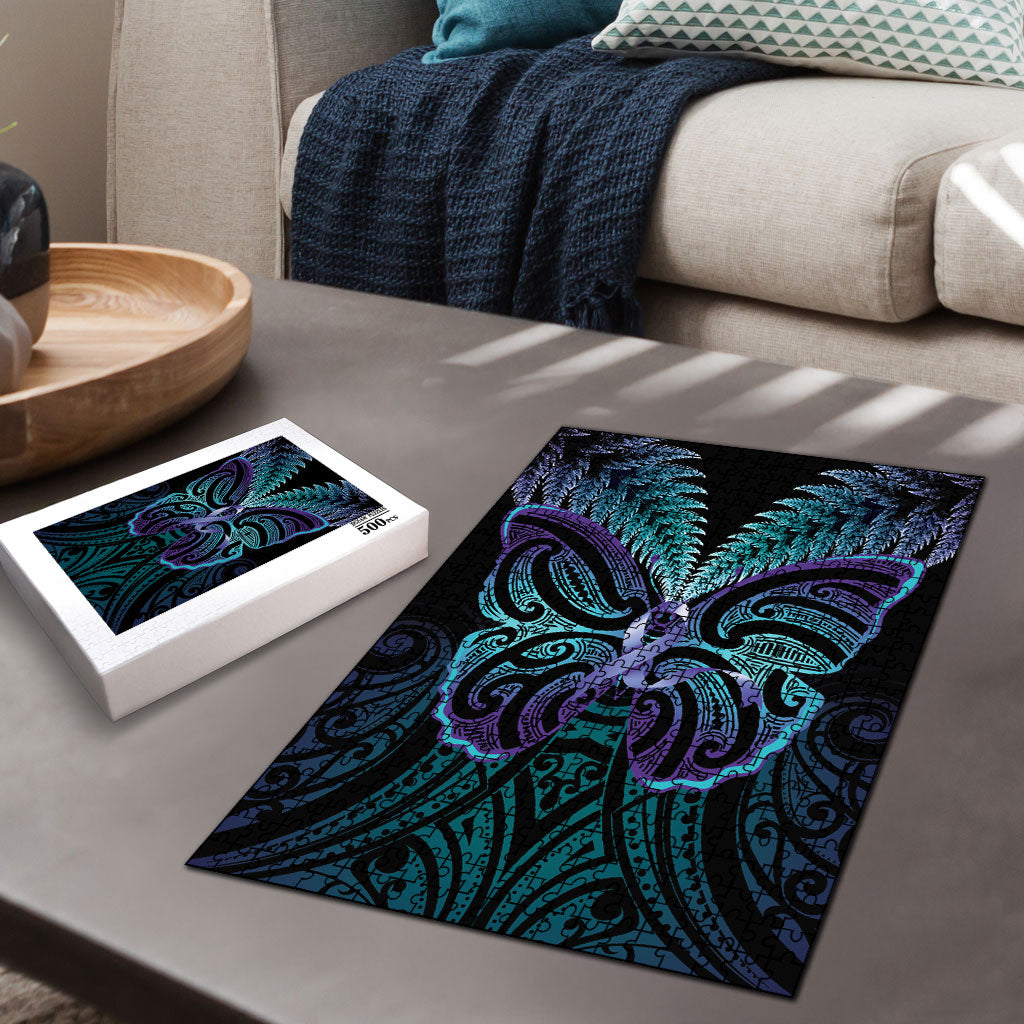Suicide Prevention New Zealand Puzzle Aotearoa Maori Butterfly Mix Silver Fern