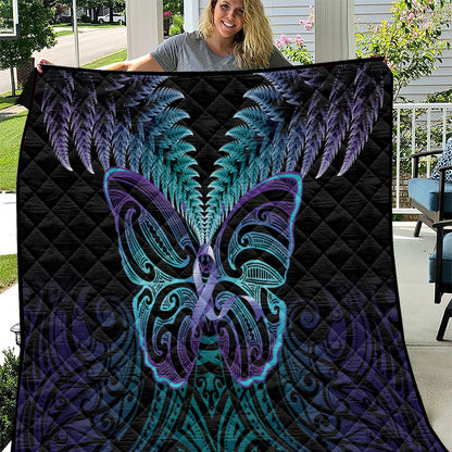 Suicide Prevention New Zealand Quilt Aotearoa Maori Butterfly Mix Silver Fern