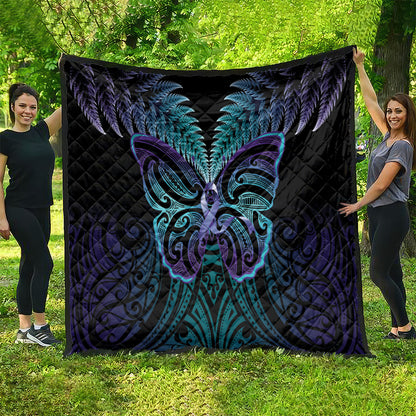 Suicide Prevention New Zealand Quilt Aotearoa Maori Butterfly Mix Silver Fern