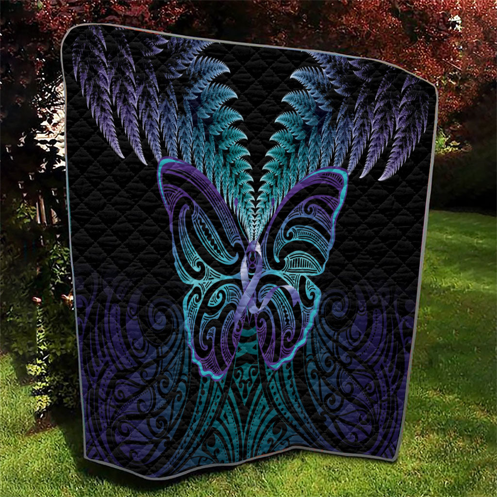 Suicide Prevention New Zealand Quilt Aotearoa Maori Butterfly Mix Silver Fern