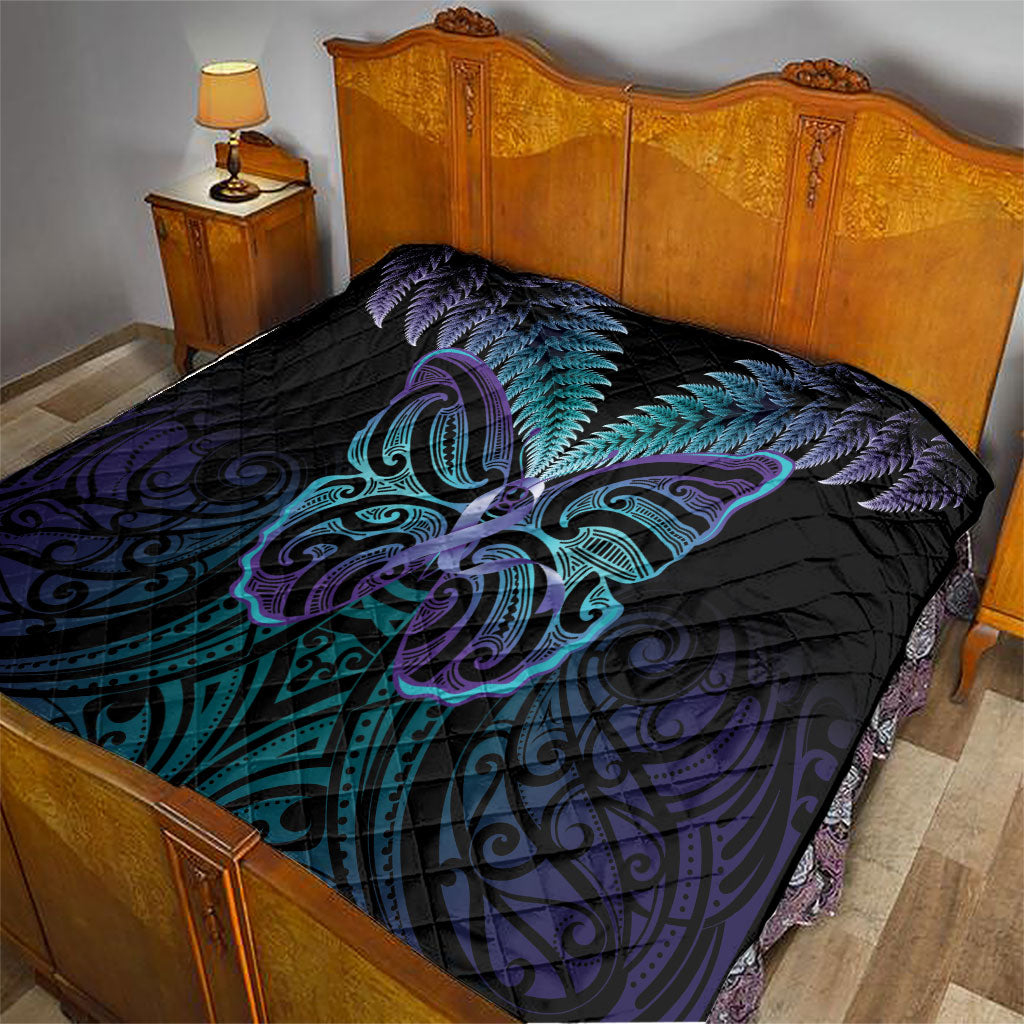 Suicide Prevention New Zealand Quilt Aotearoa Maori Butterfly Mix Silver Fern