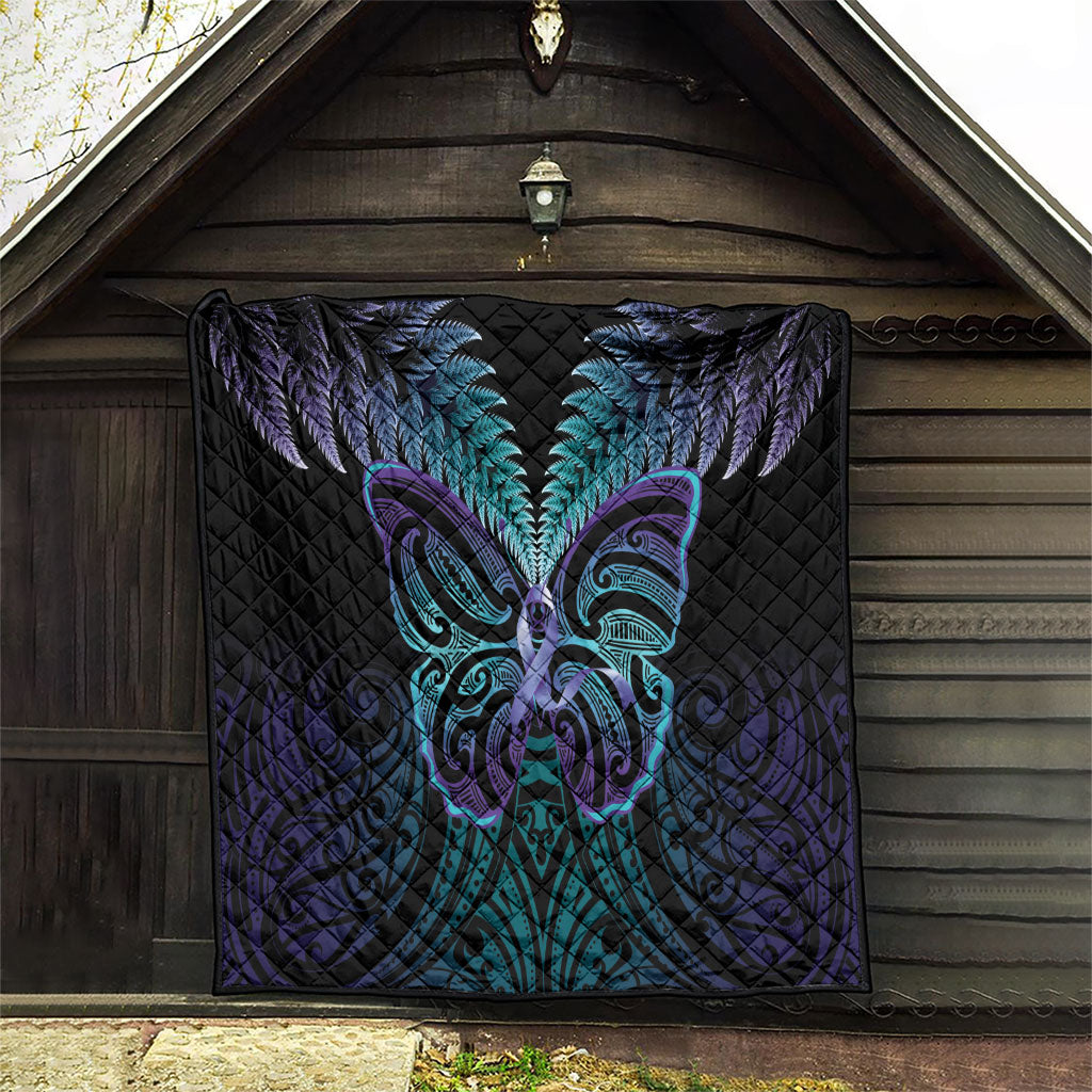 Suicide Prevention New Zealand Quilt Aotearoa Maori Butterfly Mix Silver Fern