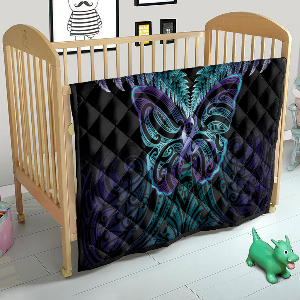 Suicide Prevention New Zealand Quilt Aotearoa Maori Butterfly Mix Silver Fern