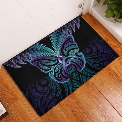 Suicide Prevention New Zealand Rubber Doormat Aotearoa Maori Butterfly Mix Silver Fern