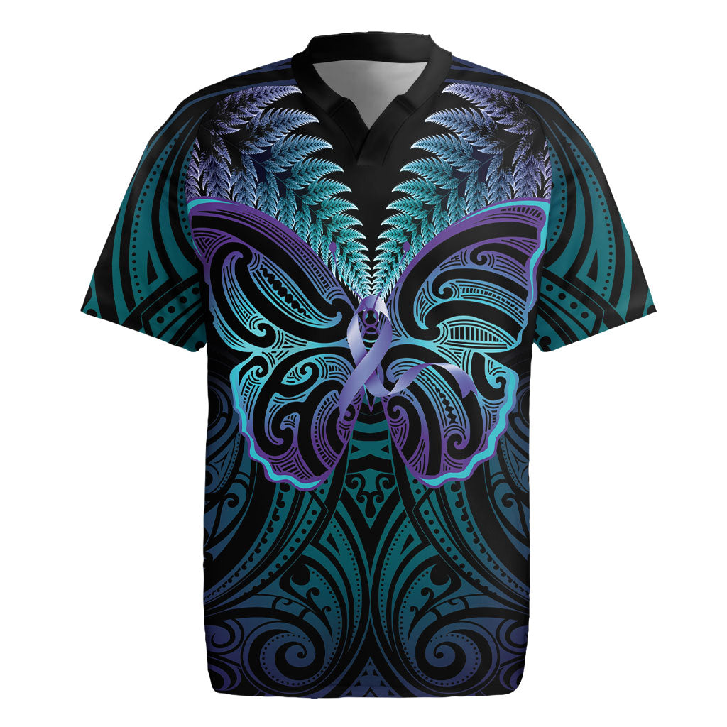 Suicide Prevention New Zealand Rugby Jersey Aotearoa Maori Butterfly Mix Silver Fern