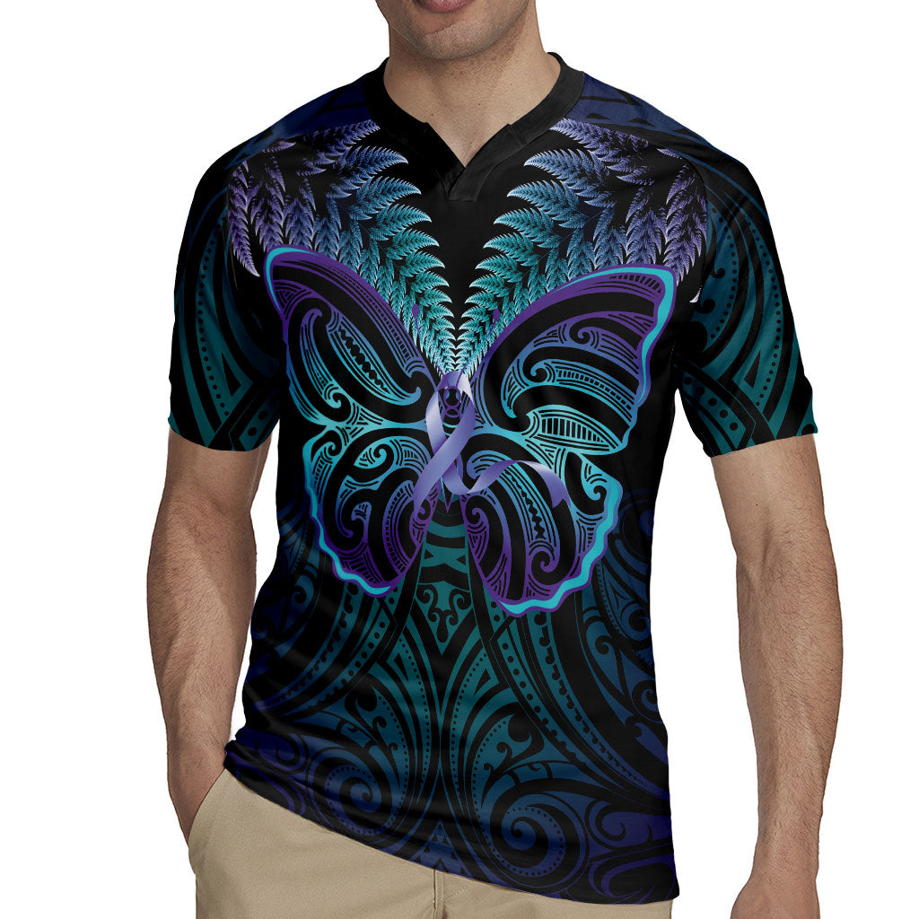 Suicide Prevention New Zealand Rugby Jersey Aotearoa Maori Butterfly Mix Silver Fern