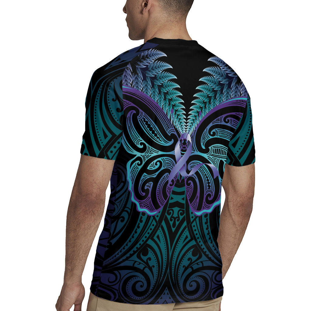 Suicide Prevention New Zealand Rugby Jersey Aotearoa Maori Butterfly Mix Silver Fern
