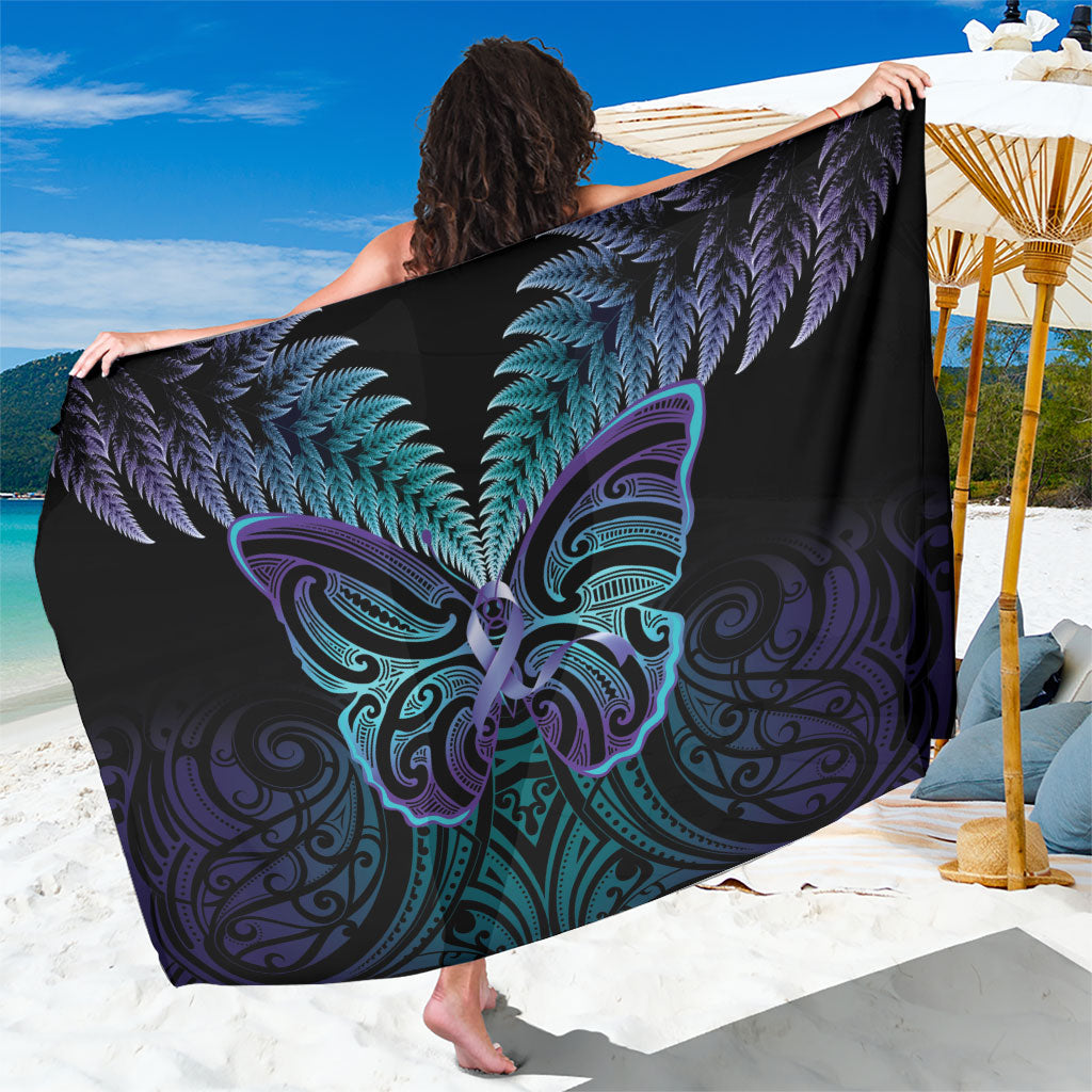 Suicide Prevention New Zealand Sarong Aotearoa Maori Butterfly Mix Silver Fern