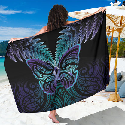 Suicide Prevention New Zealand Sarong Aotearoa Maori Butterfly Mix Silver Fern