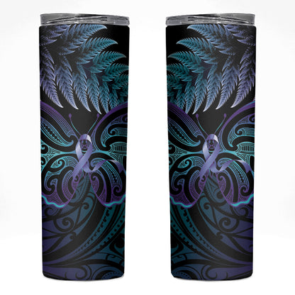Suicide Prevention New Zealand Skinny Tumbler Aotearoa Maori Butterfly Mix Silver Fern