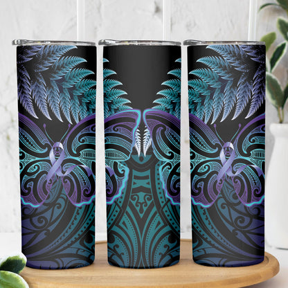Suicide Prevention New Zealand Skinny Tumbler Aotearoa Maori Butterfly Mix Silver Fern