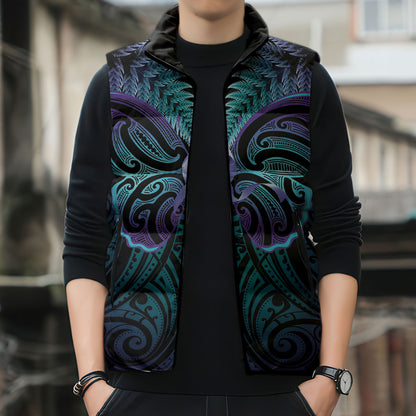 Suicide Prevention New Zealand Sleeveless Puffer Jacket Aotearoa Maori Butterfly Mix Silver Fern