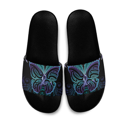 Suicide Prevention New Zealand Slide Sandals Aotearoa Maori Butterfly Mix Silver Fern