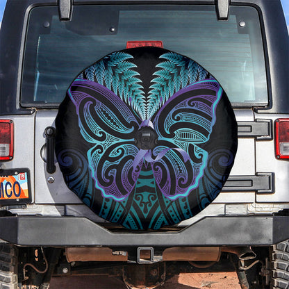 Suicide Prevention New Zealand Spare Tire Cover Aotearoa Maori Butterfly Mix Silver Fern