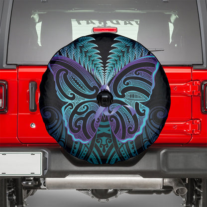 Suicide Prevention New Zealand Spare Tire Cover Aotearoa Maori Butterfly Mix Silver Fern