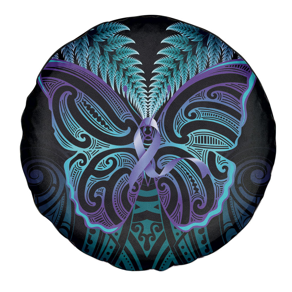 Suicide Prevention New Zealand Spare Tire Cover Aotearoa Maori Butterfly Mix Silver Fern