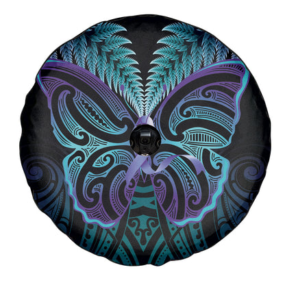 Suicide Prevention New Zealand Spare Tire Cover Aotearoa Maori Butterfly Mix Silver Fern