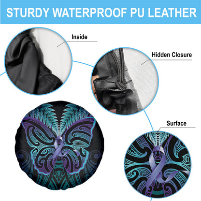 Suicide Prevention New Zealand Spare Tire Cover Aotearoa Maori Butterfly Mix Silver Fern
