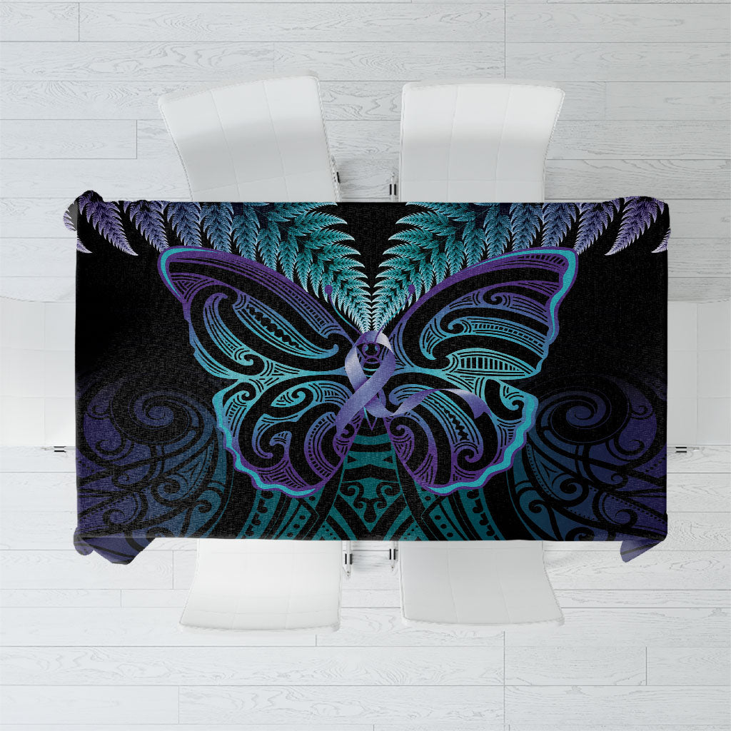 Suicide Prevention New Zealand Tablecloth Aotearoa Maori Butterfly Mix Silver Fern