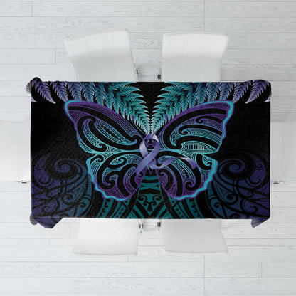 Suicide Prevention New Zealand Tablecloth Aotearoa Maori Butterfly Mix Silver Fern