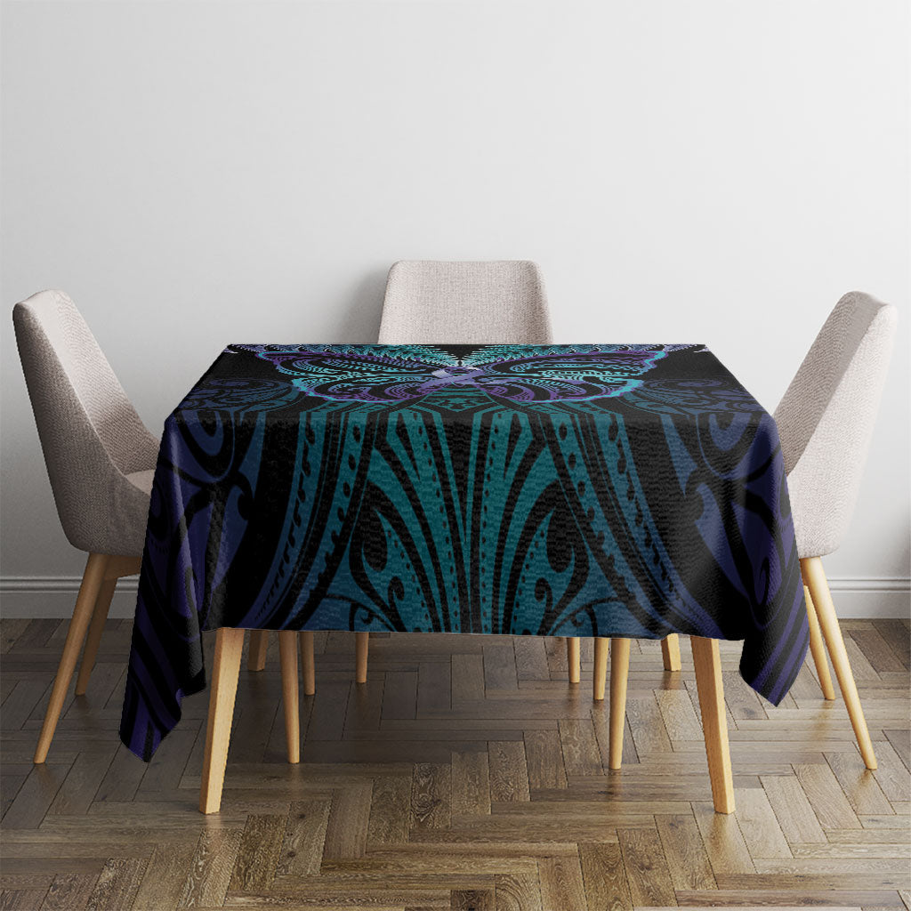 Suicide Prevention New Zealand Tablecloth Aotearoa Maori Butterfly Mix Silver Fern