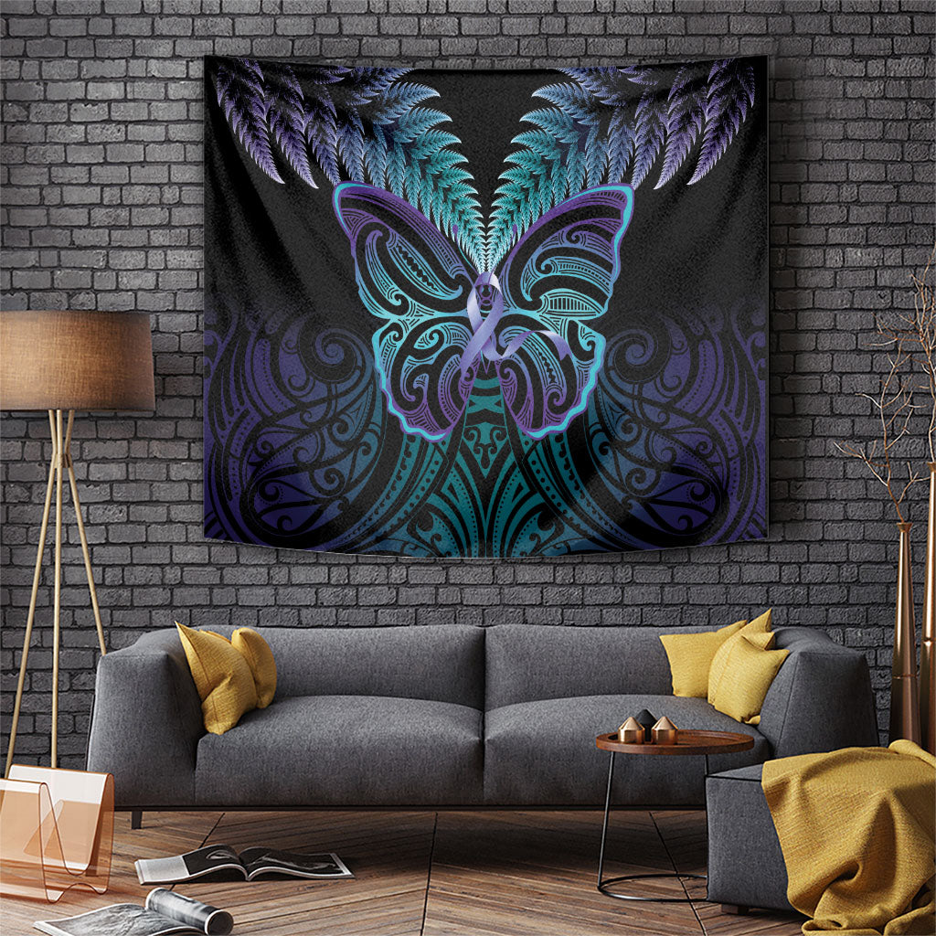 Suicide Prevention New Zealand Tapestry Aotearoa Maori Butterfly Mix Silver Fern