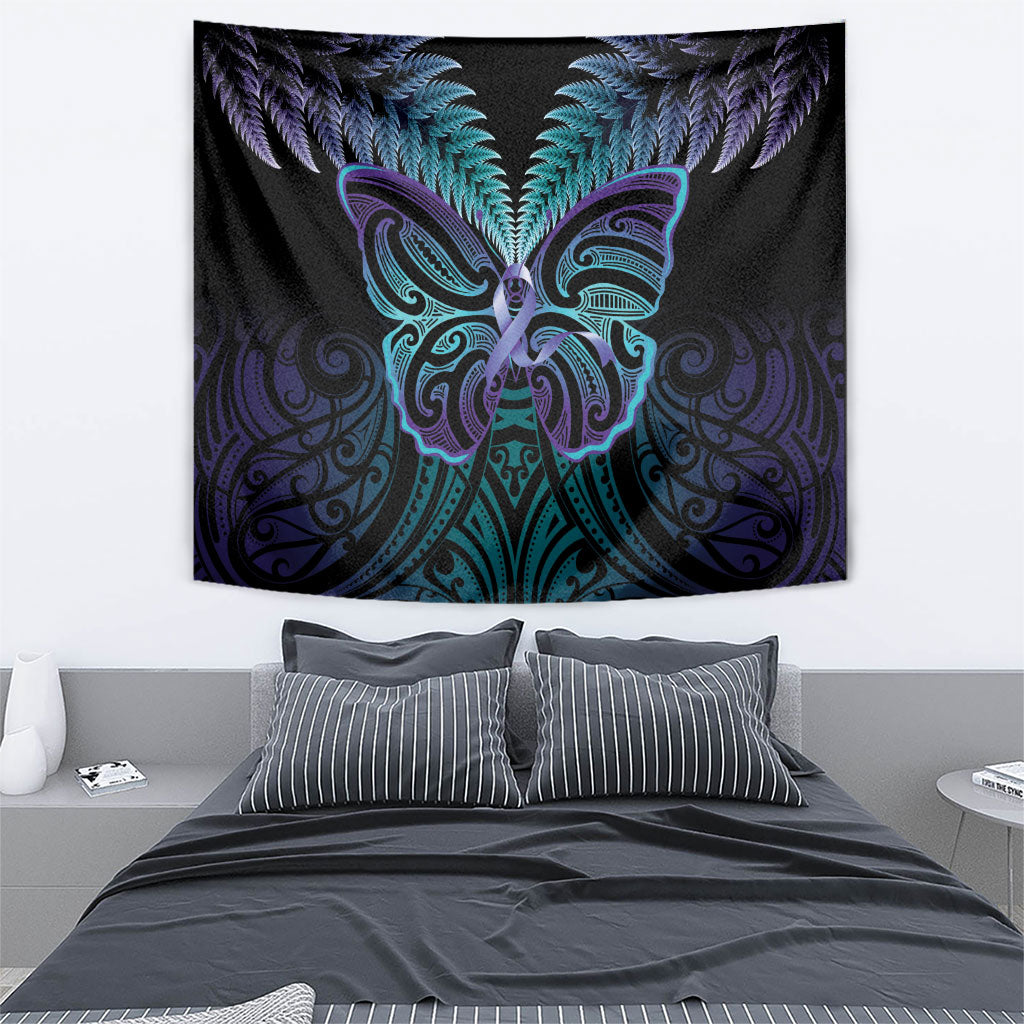 Suicide Prevention New Zealand Tapestry Aotearoa Maori Butterfly Mix Silver Fern