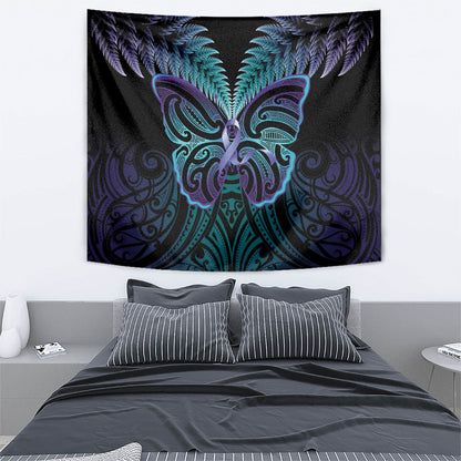 Suicide Prevention New Zealand Tapestry Aotearoa Maori Butterfly Mix Silver Fern