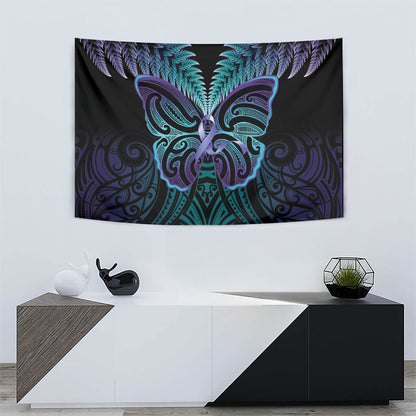 Suicide Prevention New Zealand Tapestry Aotearoa Maori Butterfly Mix Silver Fern