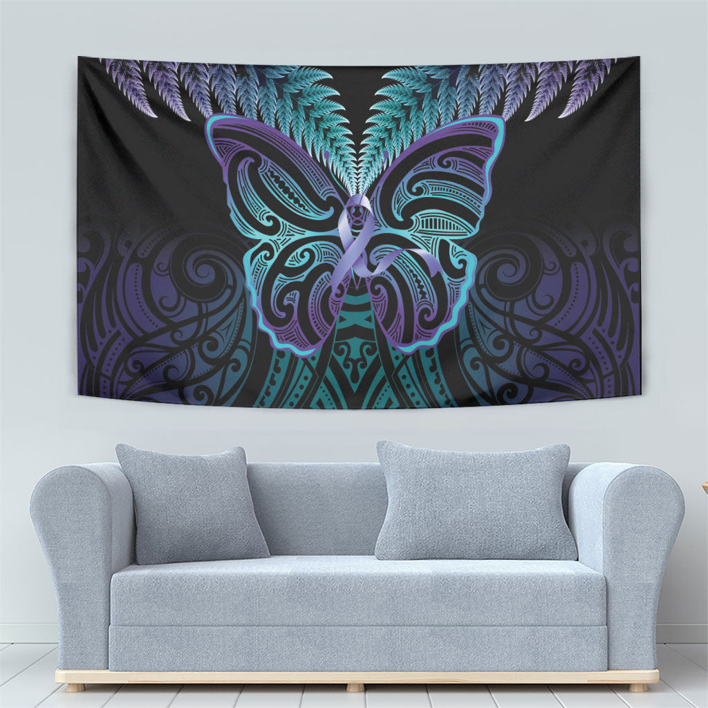 Suicide Prevention New Zealand Tapestry Aotearoa Maori Butterfly Mix Silver Fern