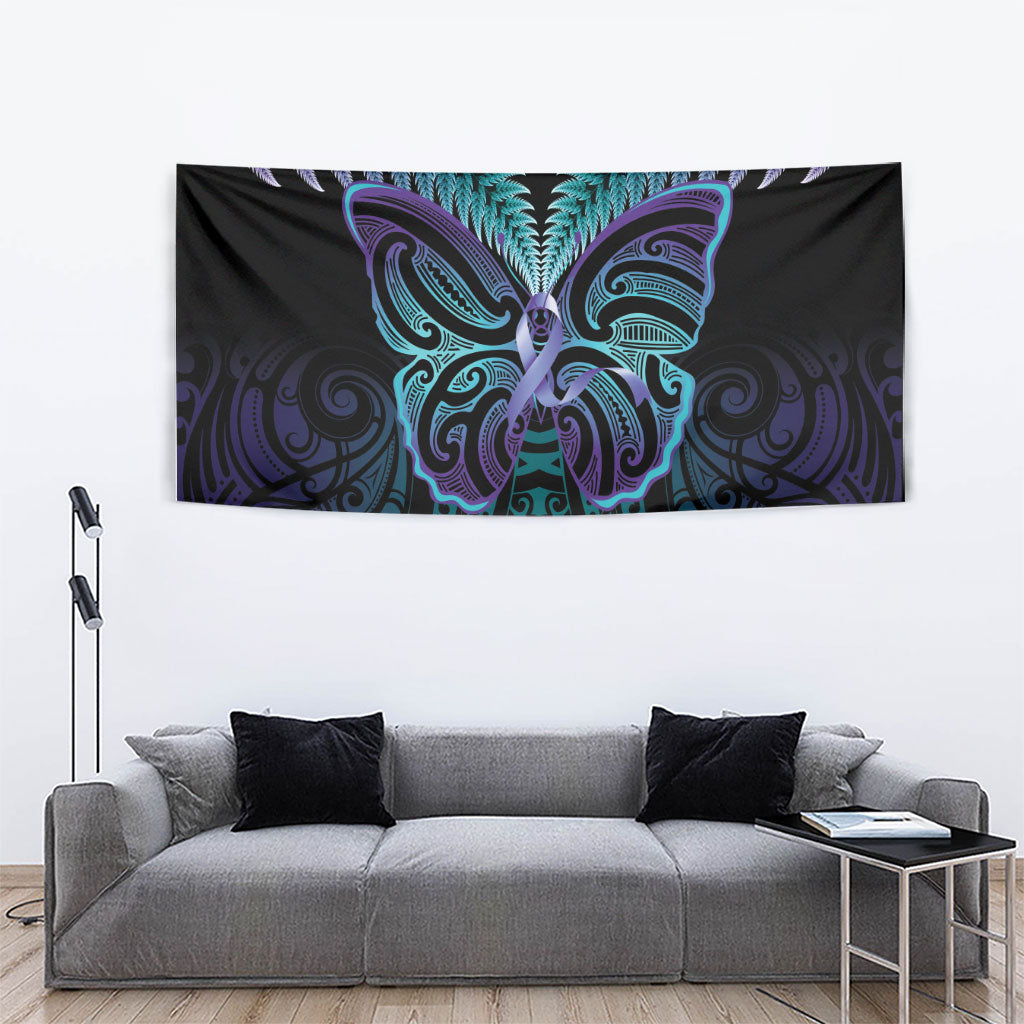 Suicide Prevention New Zealand Tapestry Aotearoa Maori Butterfly Mix Silver Fern