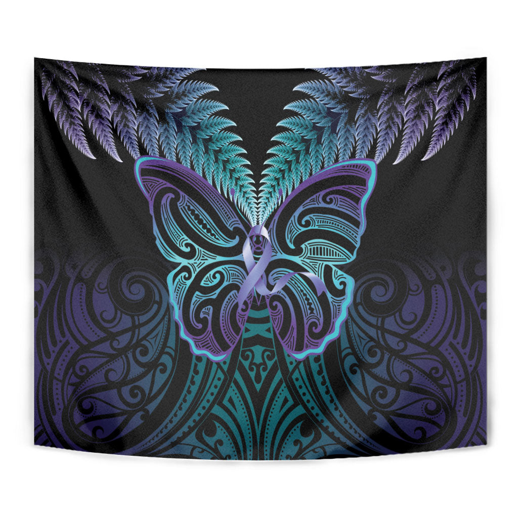 Suicide Prevention New Zealand Tapestry Aotearoa Maori Butterfly Mix Silver Fern