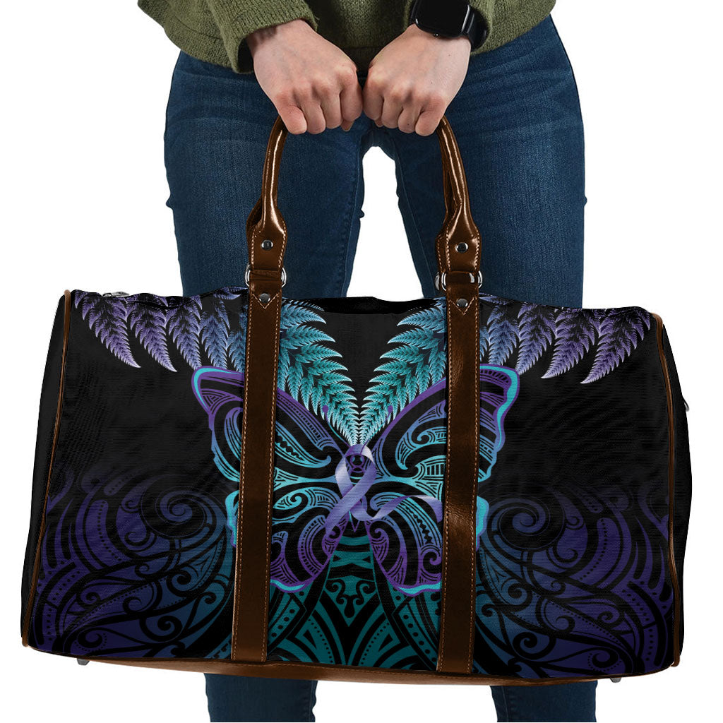 Suicide Prevention New Zealand Travel Bag Aotearoa Maori Butterfly Mix Silver Fern
