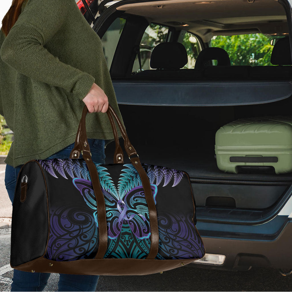 Suicide Prevention New Zealand Travel Bag Aotearoa Maori Butterfly Mix Silver Fern