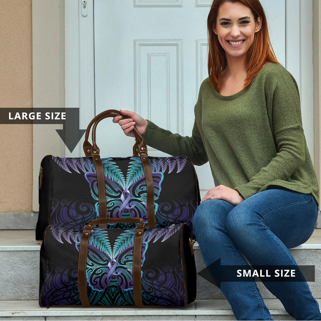 Suicide Prevention New Zealand Travel Bag Aotearoa Maori Butterfly Mix Silver Fern