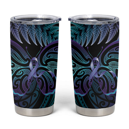 Suicide Prevention New Zealand Tumbler Cup Aotearoa Maori Butterfly Mix Silver Fern
